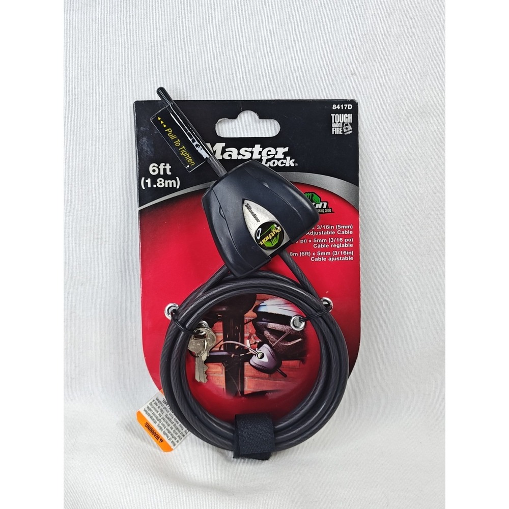 NWT‎ MASTER Lock PYTHON 6 FT Adjustable Locking Cable 8417D Bike Lock NEW!